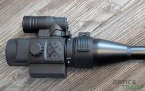 Pulsar F455 digital night vision clip-on mounted on a riflescope