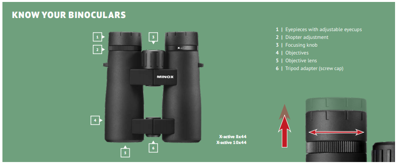 Minox X-active binoculars instruction manual