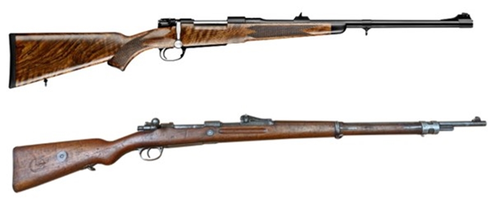 Side-by-side comparison of M98 (above) and Gewehr 98 (below)