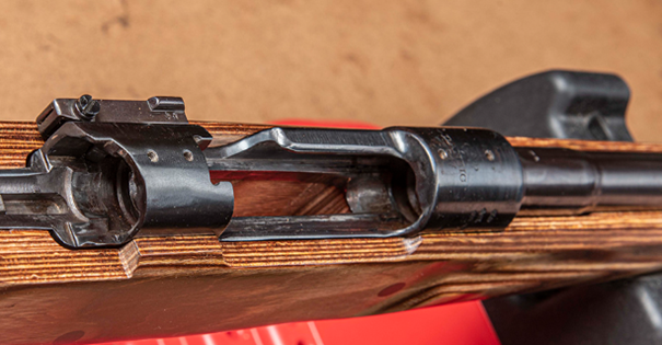 Mauser 98 action with the stripper clip bulb filed-off 