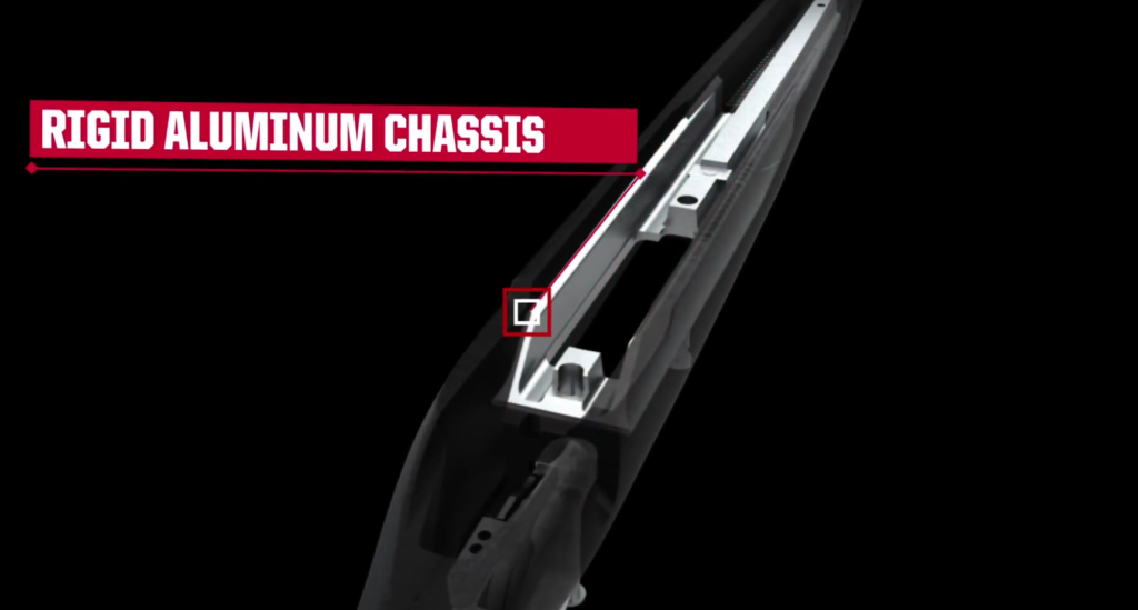 A visual representation of the aluminum chassis in the Savage AccuStock (Source: Savage Arms YouTube channel)